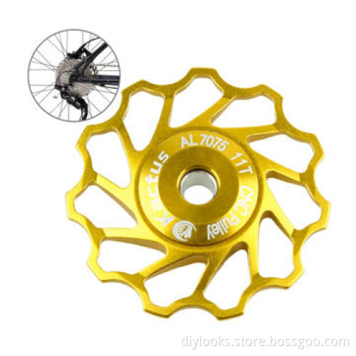 KACTUS Aluminum Jockey Wheel Rear Derailleur Pulley, Shimano and SRAM 11T (Gold)